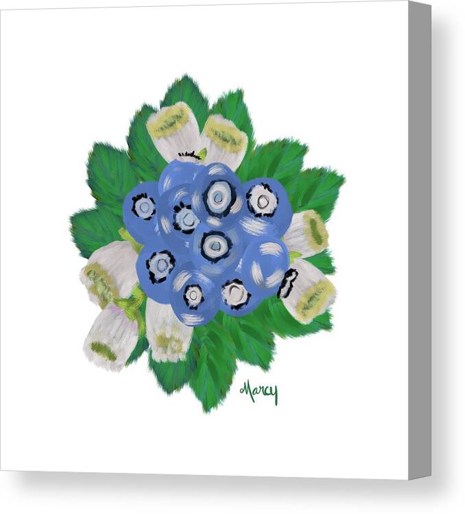 Blueberry Canvas Print featuring the painting Blueberry Patch by Marcy Brennan