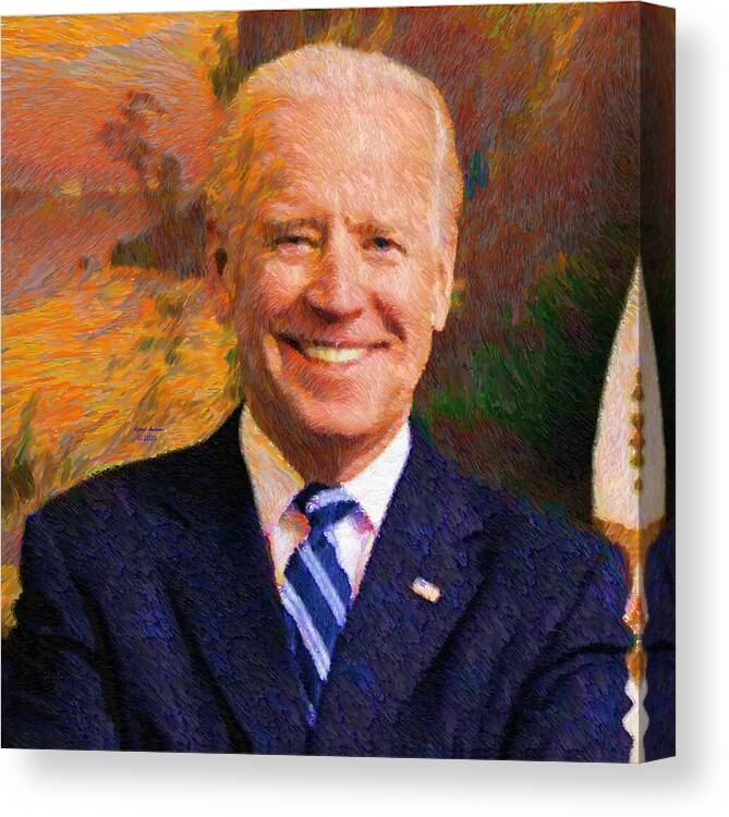 Portraits Canvas Print featuring the painting Joe Biden 2020 by Rafael Salazar