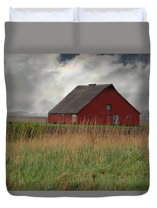 Emergence From Fog And Rain Duvet Cover featuring the photograph Emergence From Fog And Rain by Kathy M Krause