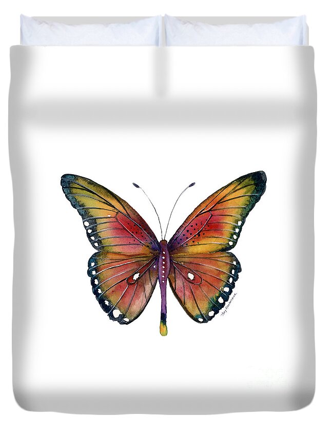 Spotted Butterfly Duvet Cover featuring the painting 66 Spotted Wing Butterfly by Amy Kirkpatrick