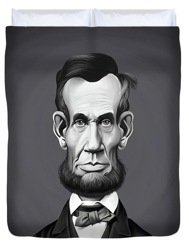 Illustration Duvet Cover featuring the digital art Celebrity Sunday - Abraham Lincoln #2 by Rob Snow