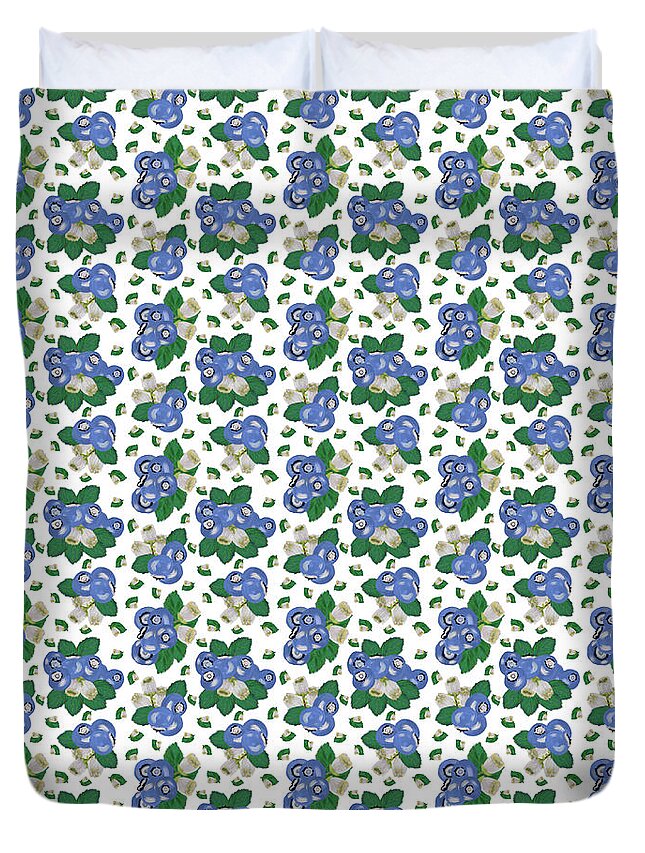 Blueberry Duvet Cover featuring the painting Blueberry Patch by Marcy Brennan
