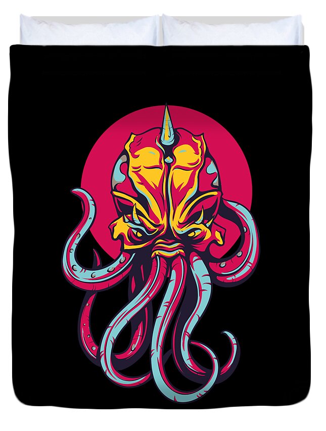 Octopus Duvet Cover featuring the digital art Colorful Octopus Design by Matthias Hauser