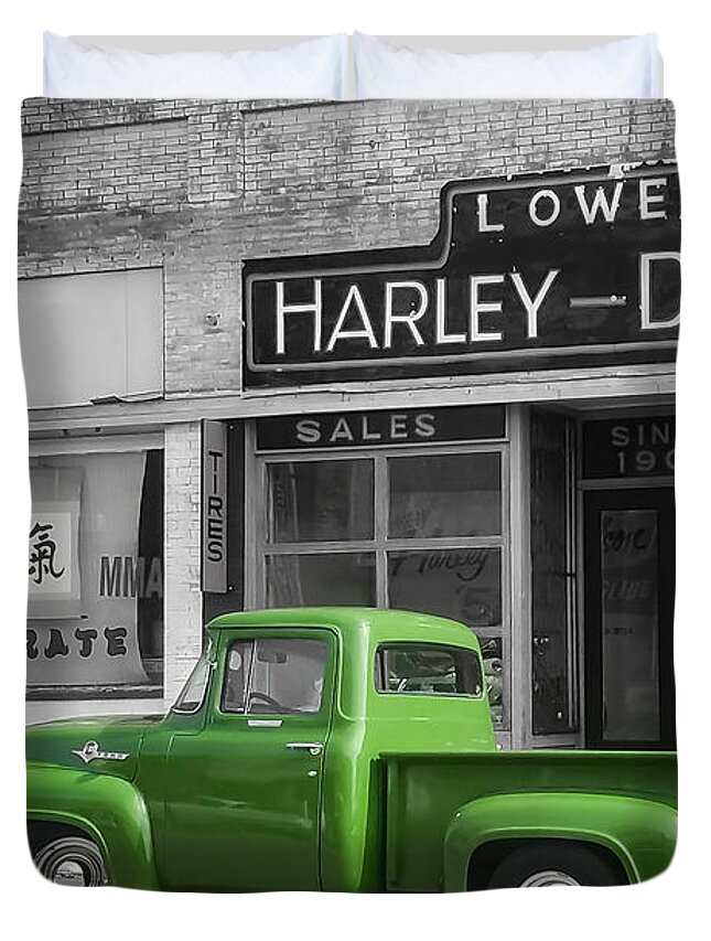Ford Duvet Cover featuring the photograph Ford Truck at Lowell Harley Davidson by Bonny Puckett