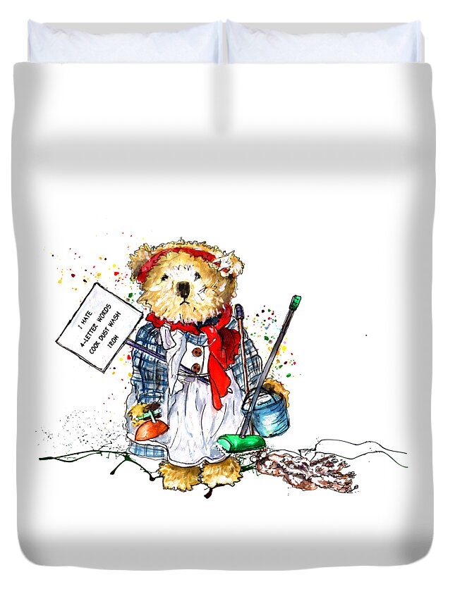 Bear Duvet Cover featuring the painting I Hate 4 Letter Words by Miki De Goodaboom