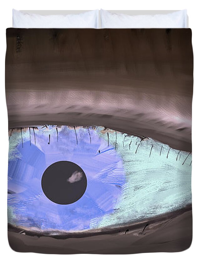 One Eye Duvet Cover featuring the digital art One eye #k6 by Leif Sohlman