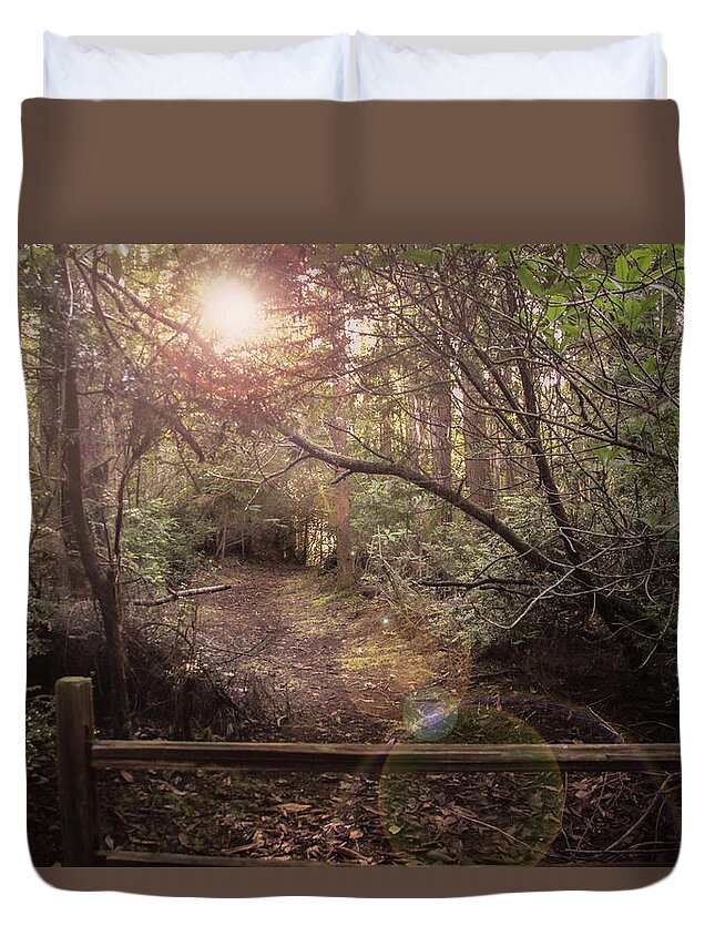 South Slough Estuary Duvet Cover featuring the photograph The Way to the Rabbit Hole by Sally Bauer