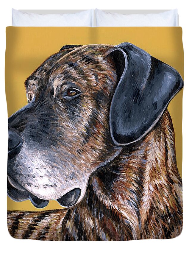 Great Dane Duvet Cover featuring the painting Truman the Great Dane by Rebecca Wang