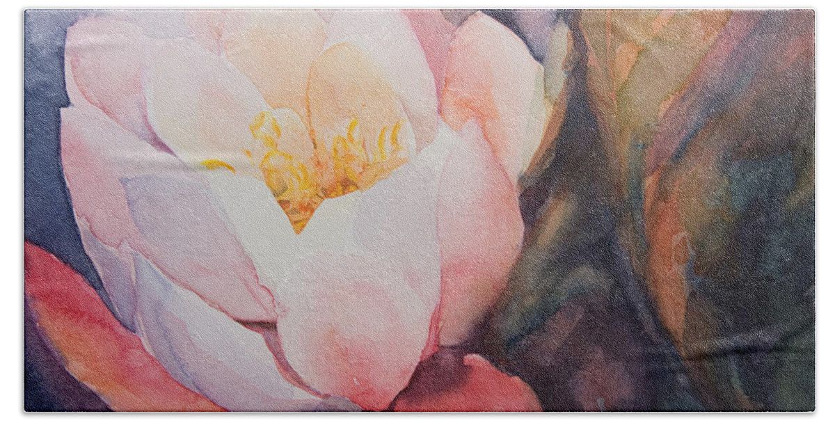 Flower Hand Towel featuring the painting Lotus by Kate Bedell