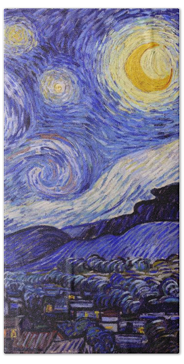 Van Gogh Starry Night Bath Towel featuring the painting Starry Night #1 by Vincent Van Gogh