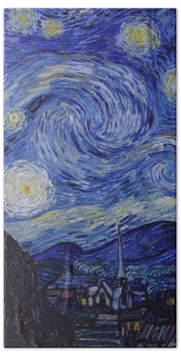 Van Gogh Starry Night Bath Towel featuring the painting Starry Night by Vincent Van Gogh