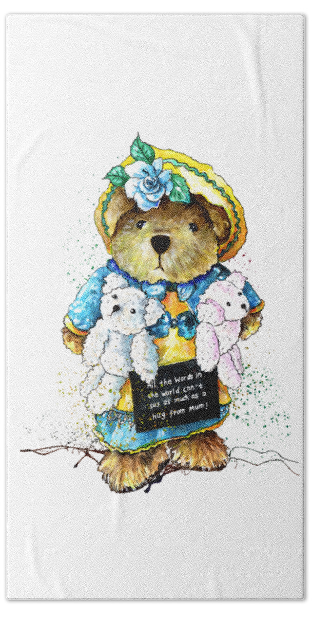 Bear Bath Towel featuring the painting A Hug From Mum by Miki De Goodaboom