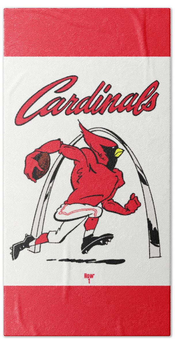 St. Louis Bath Towel featuring the mixed media 1985 St. Louis Cardinals Retro Football Art by Row One Brand