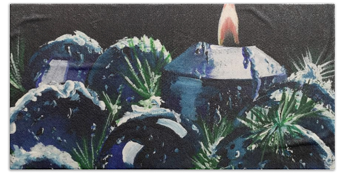 Christmas Bath Towel featuring the painting Blue Christmas by Sharon Duguay