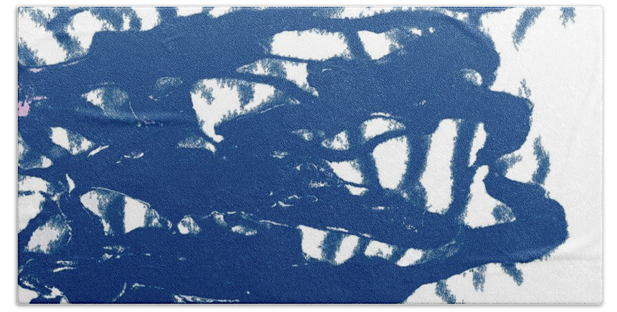 Coronavirus Bath Towel featuring the painting Blue Sponged Splatter Abstract Art Painting by Joseph Baril