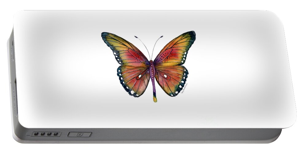 Spotted Butterfly Portable Battery Charger featuring the painting 66 Spotted Wing Butterfly by Amy Kirkpatrick