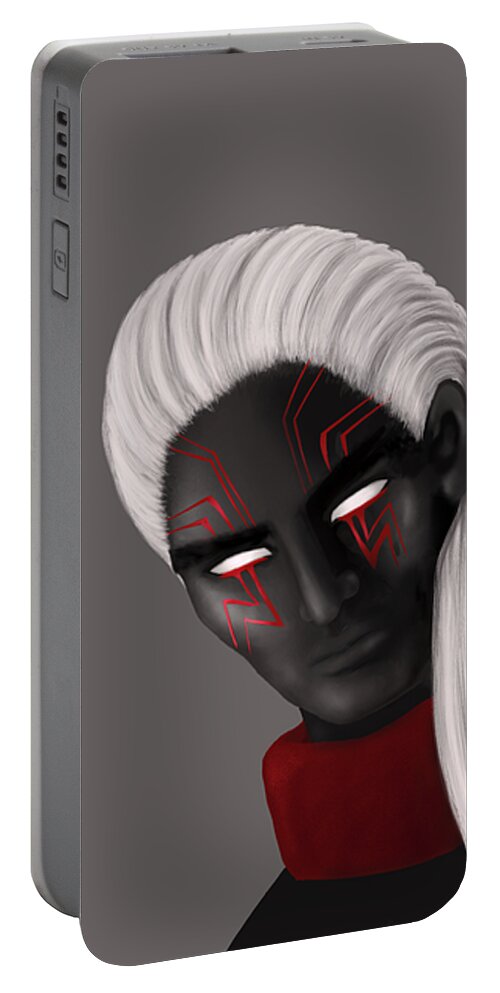Dark Portable Battery Charger featuring the digital art Dark Wizard Character White Face Tattoos by Boriana Giormova
