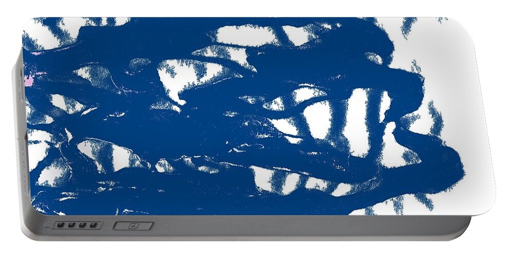 Coronavirus Portable Battery Charger featuring the painting Blue Sponged Splatter Abstract Art Painting by Joseph Baril