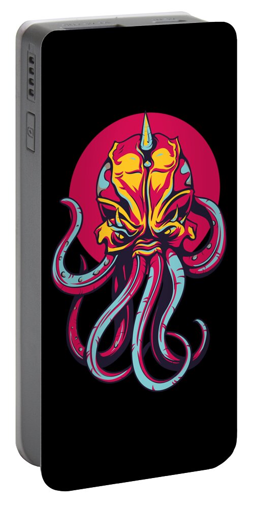 Octopus Portable Battery Charger featuring the digital art Colorful Octopus Design by Matthias Hauser