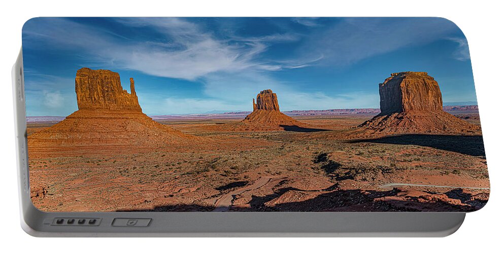 © 2017 Lou Novick All Rights Reversed Portable Battery Charger featuring the photograph The Mittens and Merrick Butte by Lou Novick