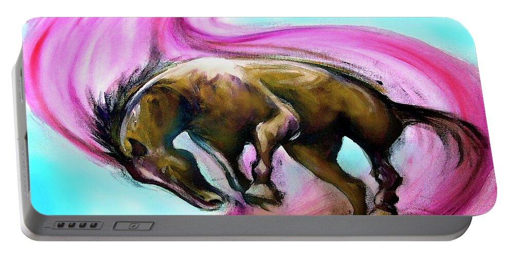 Unicorn Portable Battery Charger featuring the painting What If... by Kevin Middleton