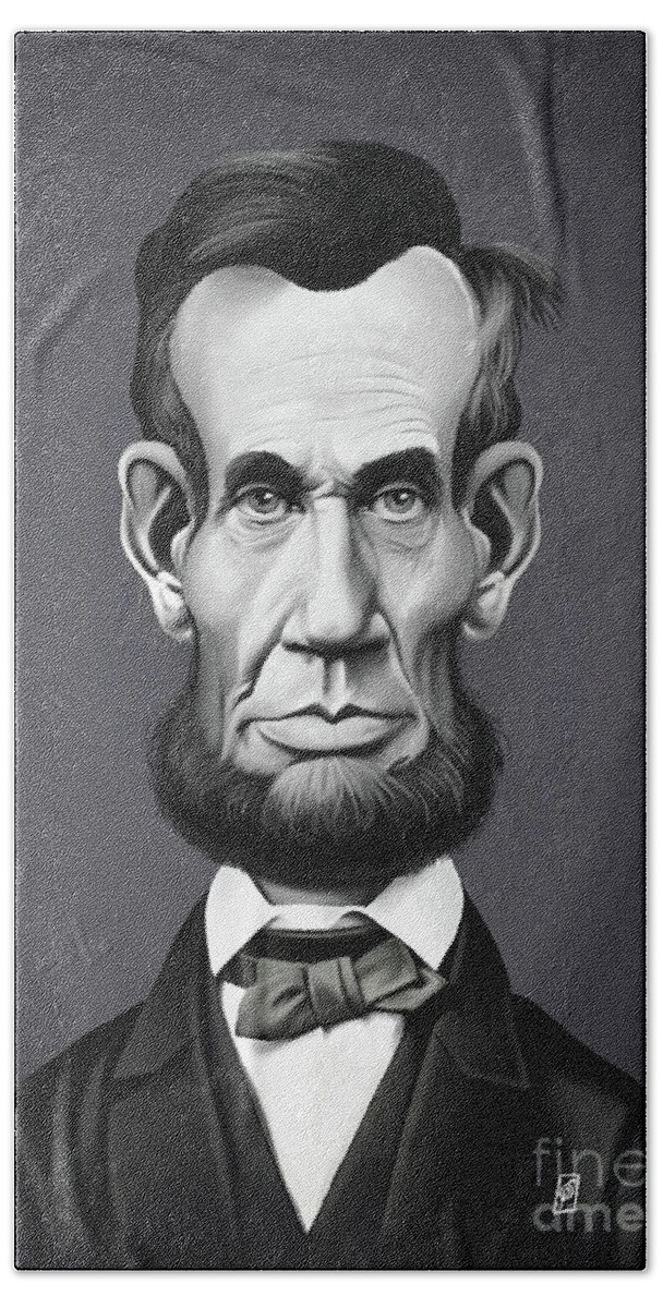 Illustration Beach Towel featuring the digital art Celebrity Sunday - Abraham Lincoln #2 by Rob Snow