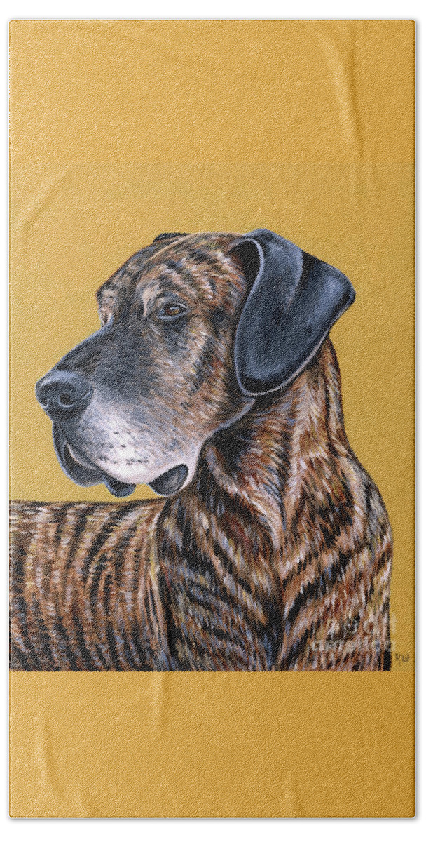 Great Dane Beach Towel featuring the painting Truman the Great Dane by Rebecca Wang