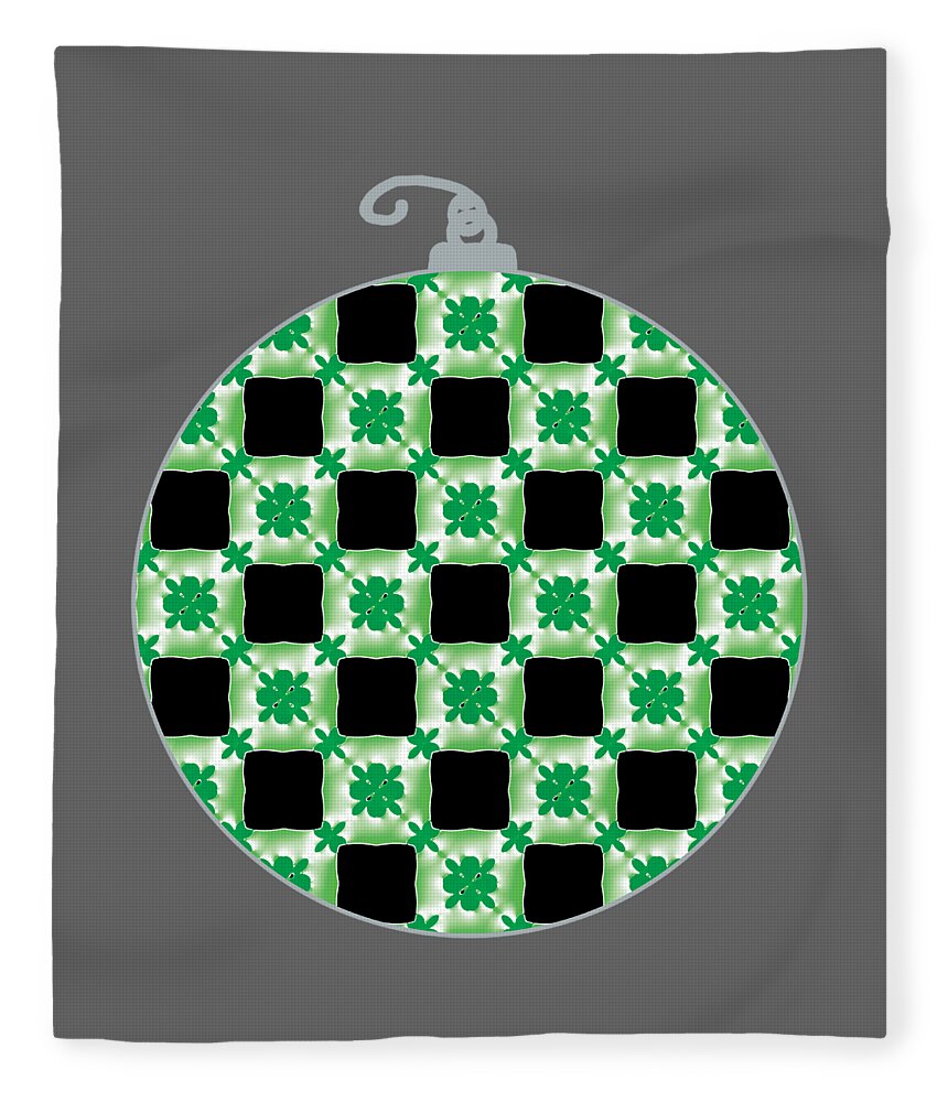 Christmas Fleece Blanket featuring the digital art Green and Silver Christmas Ornament by Marianne Campolongo