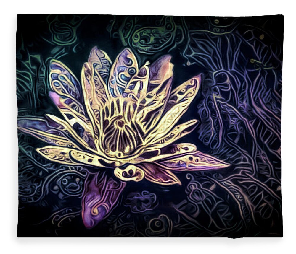 Lotus Flower In River Fleece Blanket featuring the pastel Lotus from the Mud by Susan Maxwell Schmidt