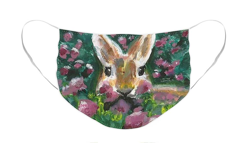 Bunny Painting Face Mask featuring the painting Bunny by Monica Resinger