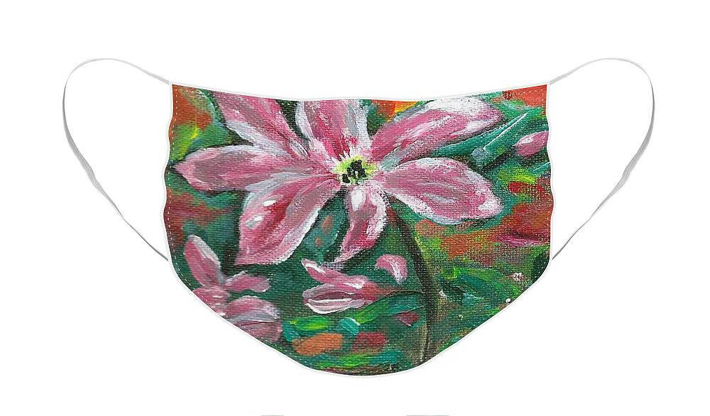 Clematis Painting Face Mask featuring the painting Clematis by Monica Resinger