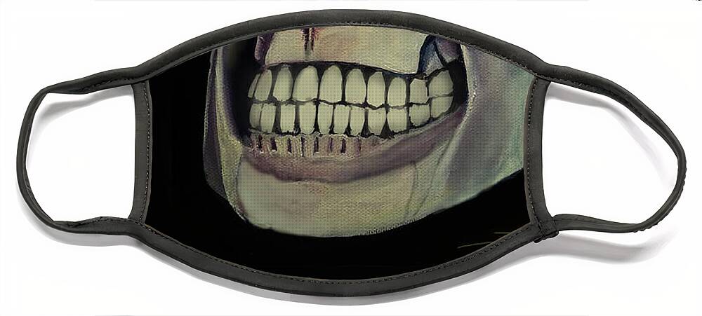 Copyright 2015 James Christopher Hill Face Mask featuring the painting Medical Skull by James Hill