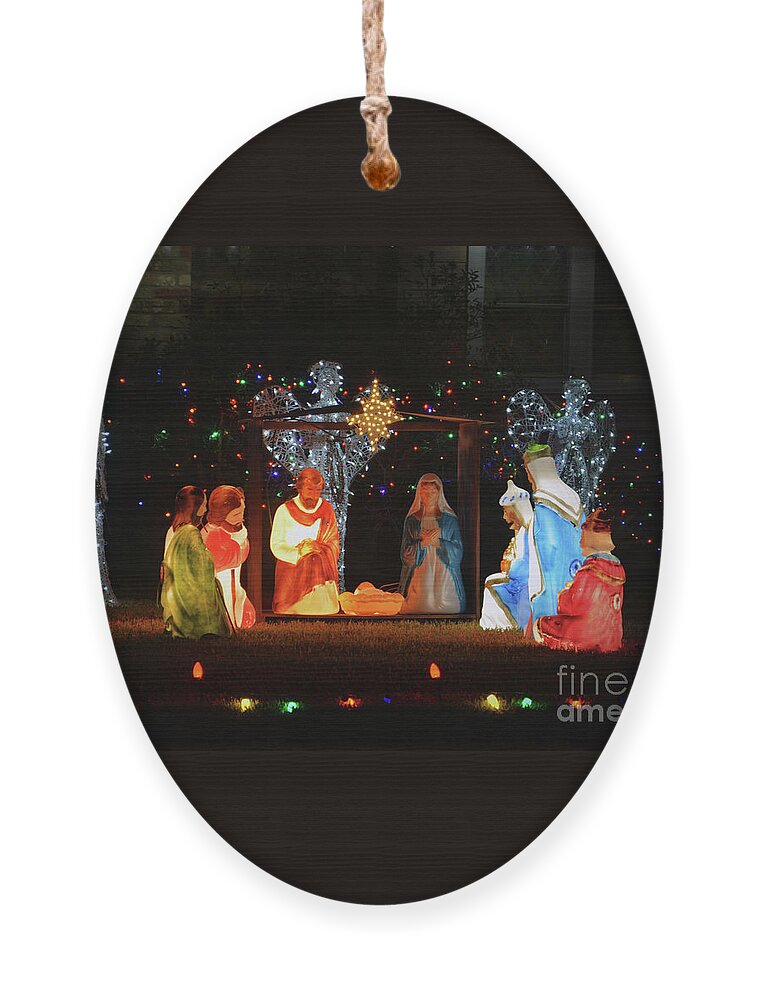 Nativity Scene Ornament featuring the photograph Nativity Scene by Savannah Gibbs