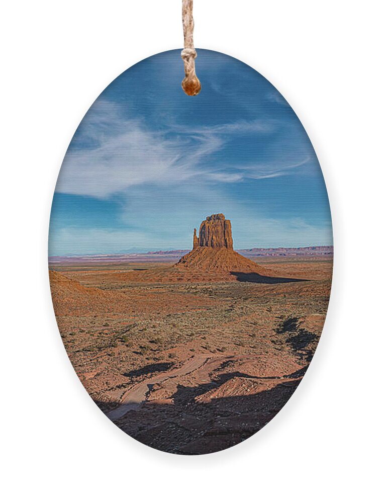 © 2017 Lou Novick All Rights Reversed Ornament featuring the photograph The Mittens and Merrick Butte by Lou Novick