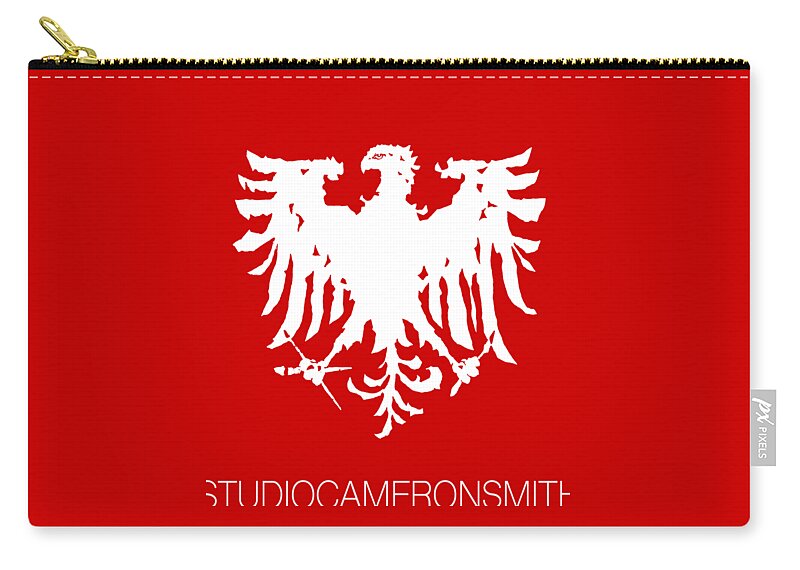 Logo Zip Pouch featuring the digital art Eagle Studio Logo, white, custom background by Cameron Smith