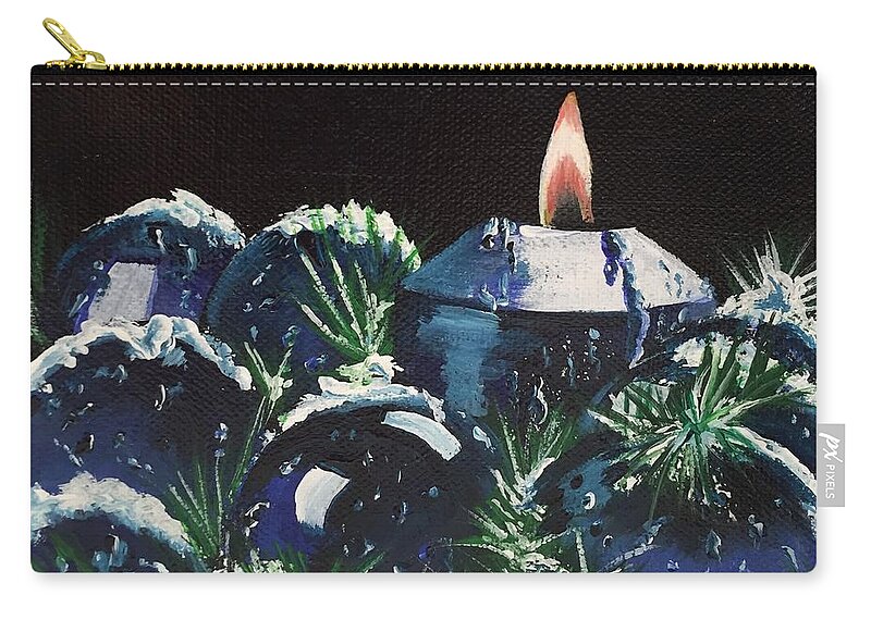 Christmas Zip Pouch featuring the painting Blue Christmas by Sharon Duguay
