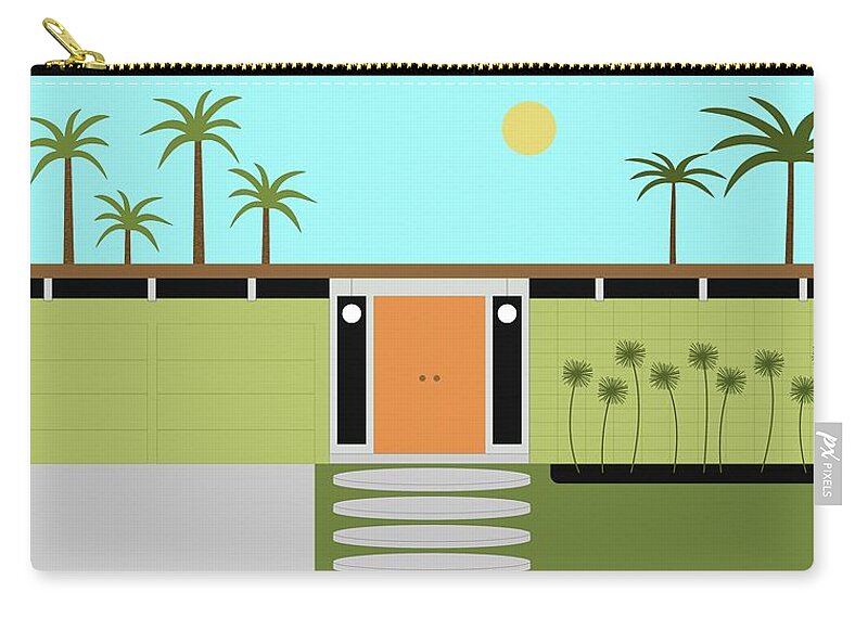 Palm Springs Zip Pouch featuring the digital art Mid Century House Flat Roof by Donna Mibus