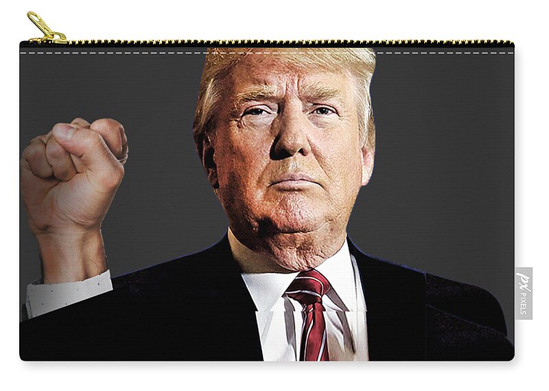 Trump Zip Pouch featuring the painting President Donald J Trump Signature Power Fist Tee Tees T-Shirt 2020 by Tony Rubino