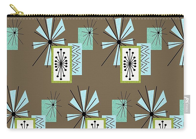 Mid Century Fabric Zip Pouch featuring the digital art Retro Fabric Temporama 2 by Donna Mibus