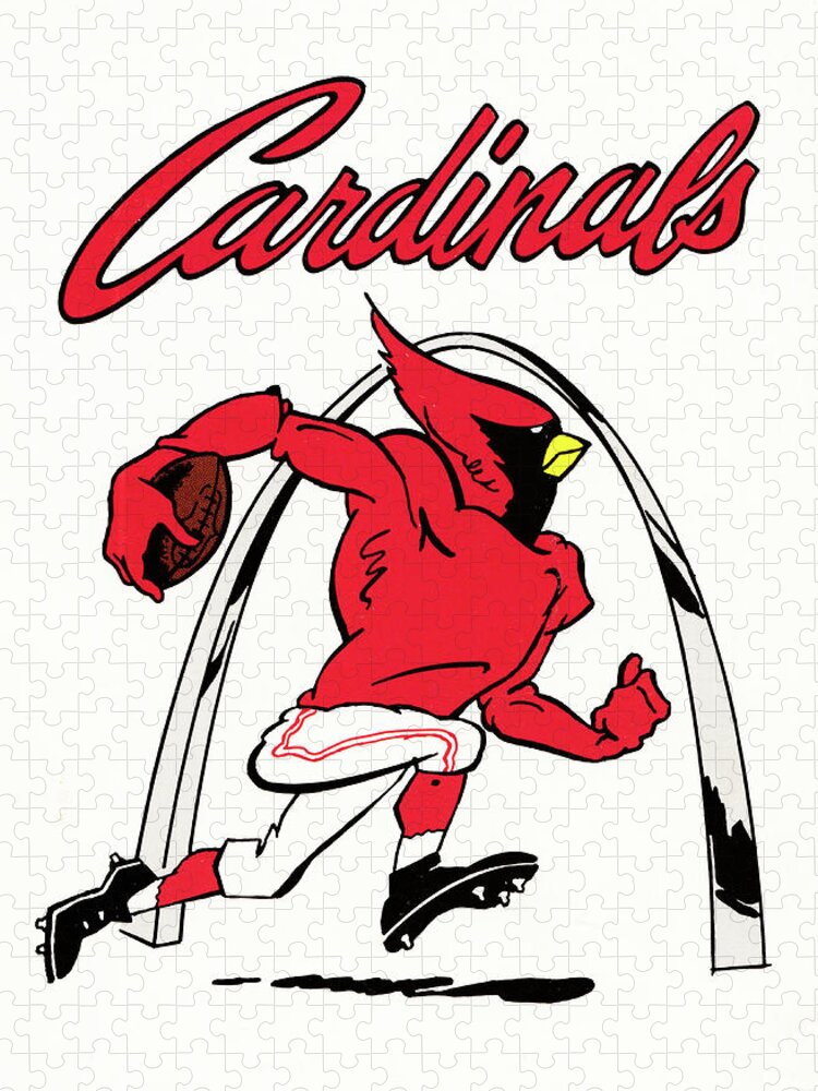 St. Louis Jigsaw Puzzle featuring the mixed media 1985 St. Louis Cardinals Retro Football Art by Row One Brand