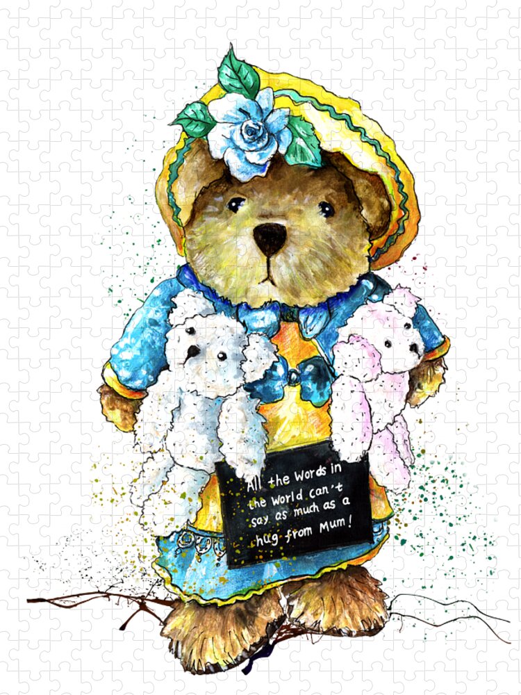 Bear Jigsaw Puzzle featuring the painting A Hug From Mum by Miki De Goodaboom