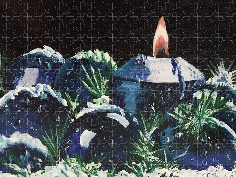 Christmas Jigsaw Puzzle featuring the painting Blue Christmas by Sharon Duguay