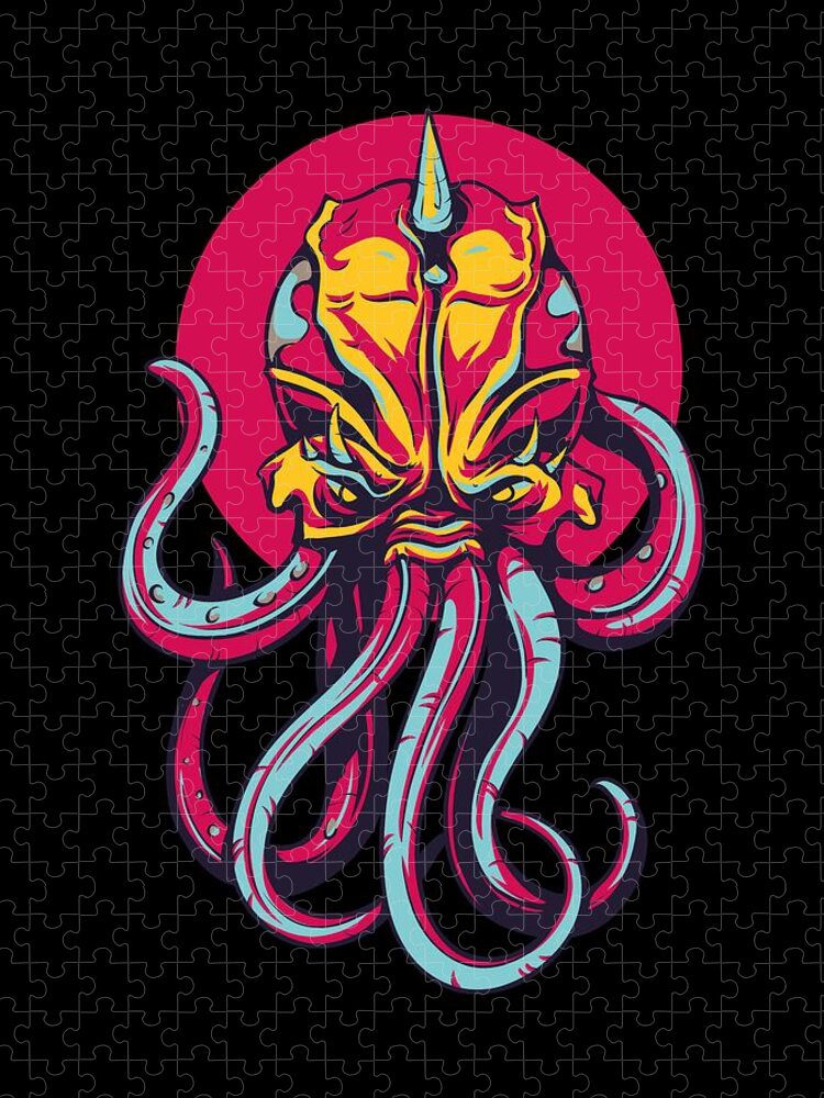 Octopus Jigsaw Puzzle featuring the digital art Colorful Octopus Design by Matthias Hauser