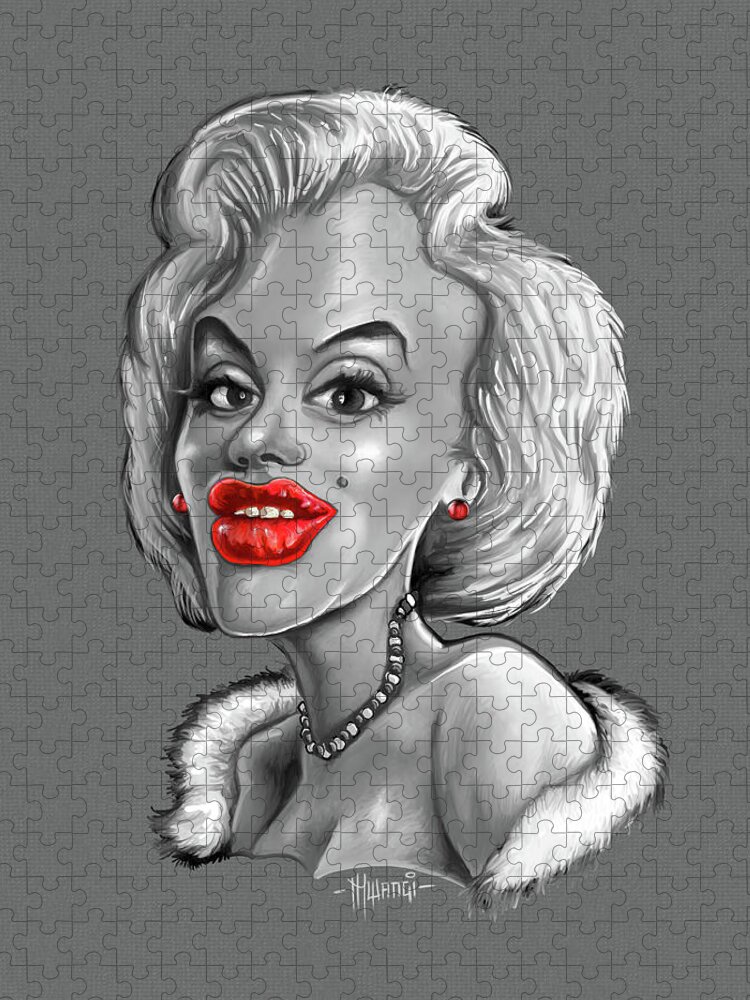 Norma Jean Jigsaw Puzzle featuring the painting Marilyn Monroe Caricature by Anthony Mwangi