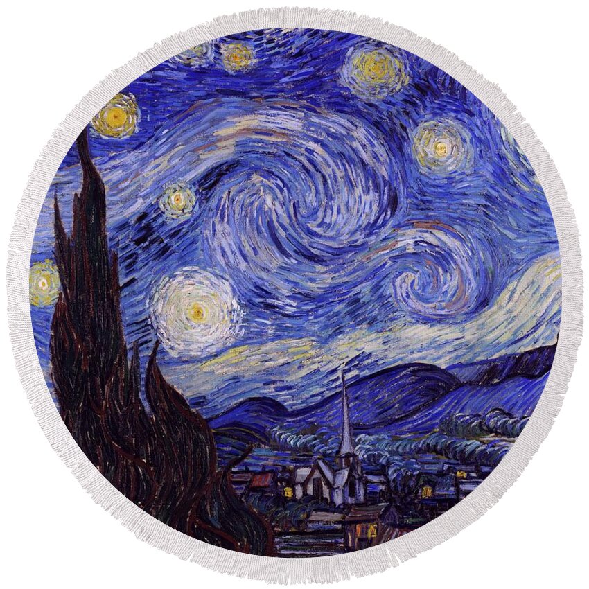 Van Gogh Starry Night Round Beach Towel featuring the painting Starry Night #1 by Vincent Van Gogh
