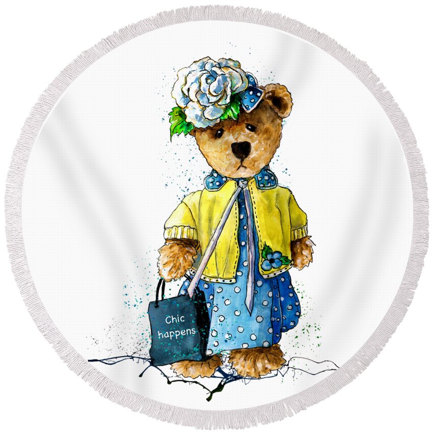 Bear Round Beach Towel featuring the painting Chic Happens by Miki De Goodaboom