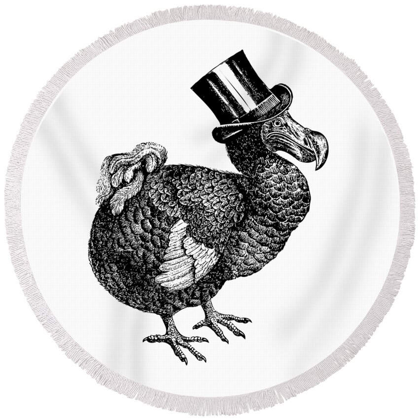 Mr Dodo Round Beach Towel featuring the digital art Mr Dodo by Eclectic at Heart