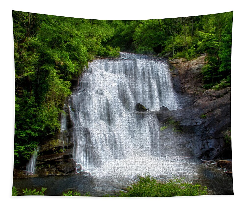 Bald Tapestry featuring the photograph Bald River Falls oil painting by Shelia Hunt