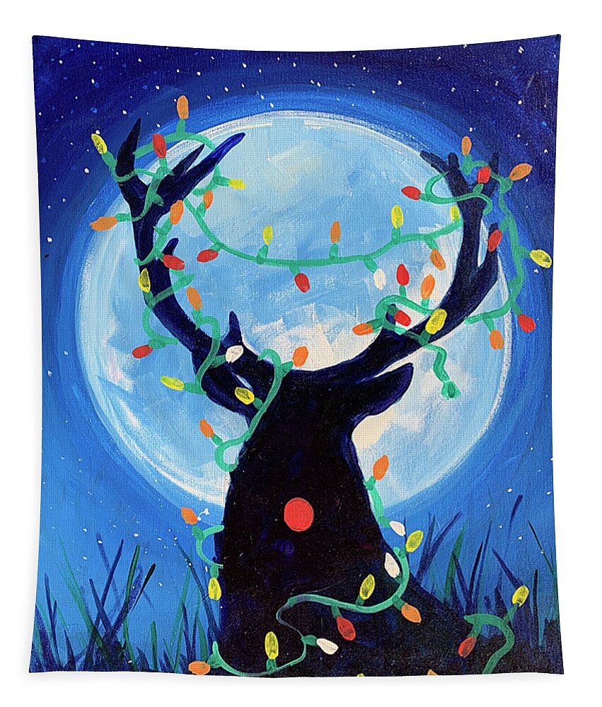 Deer Tapestry featuring the painting Merry Deer by Michele Fritz