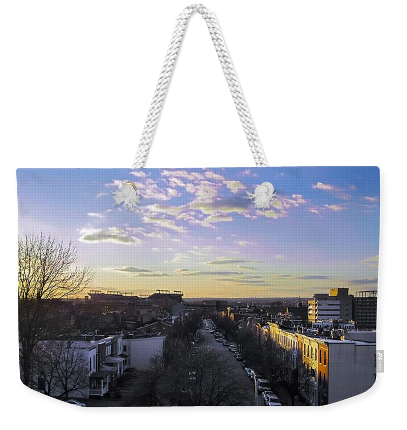 2d Weekender Tote Bag featuring the photograph Sunset Row Homes by Brian Wallace